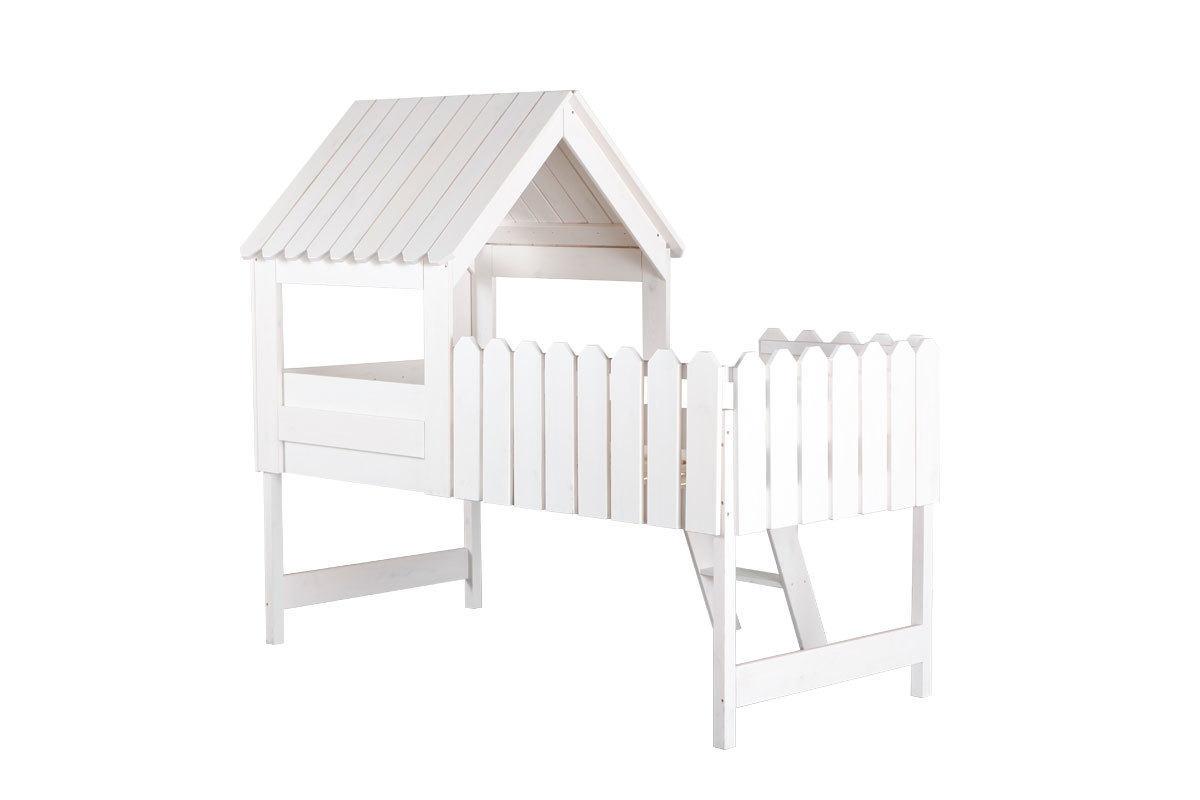 Lit cabane enfant en pin massif blanc LITTLE HOUSE