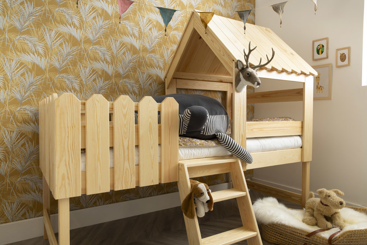 Lit cabane enfant en pin massif blanc LITTLE HOUSE