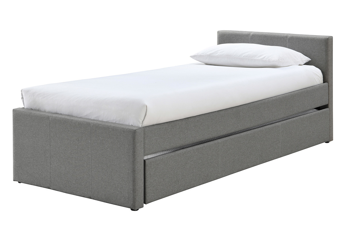 Lit gigogne en tissu gris 90x190 cm MACCO