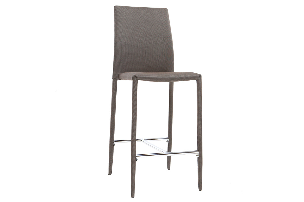 Lot de 2 tabourets / chaises de bar design taupe TALOS