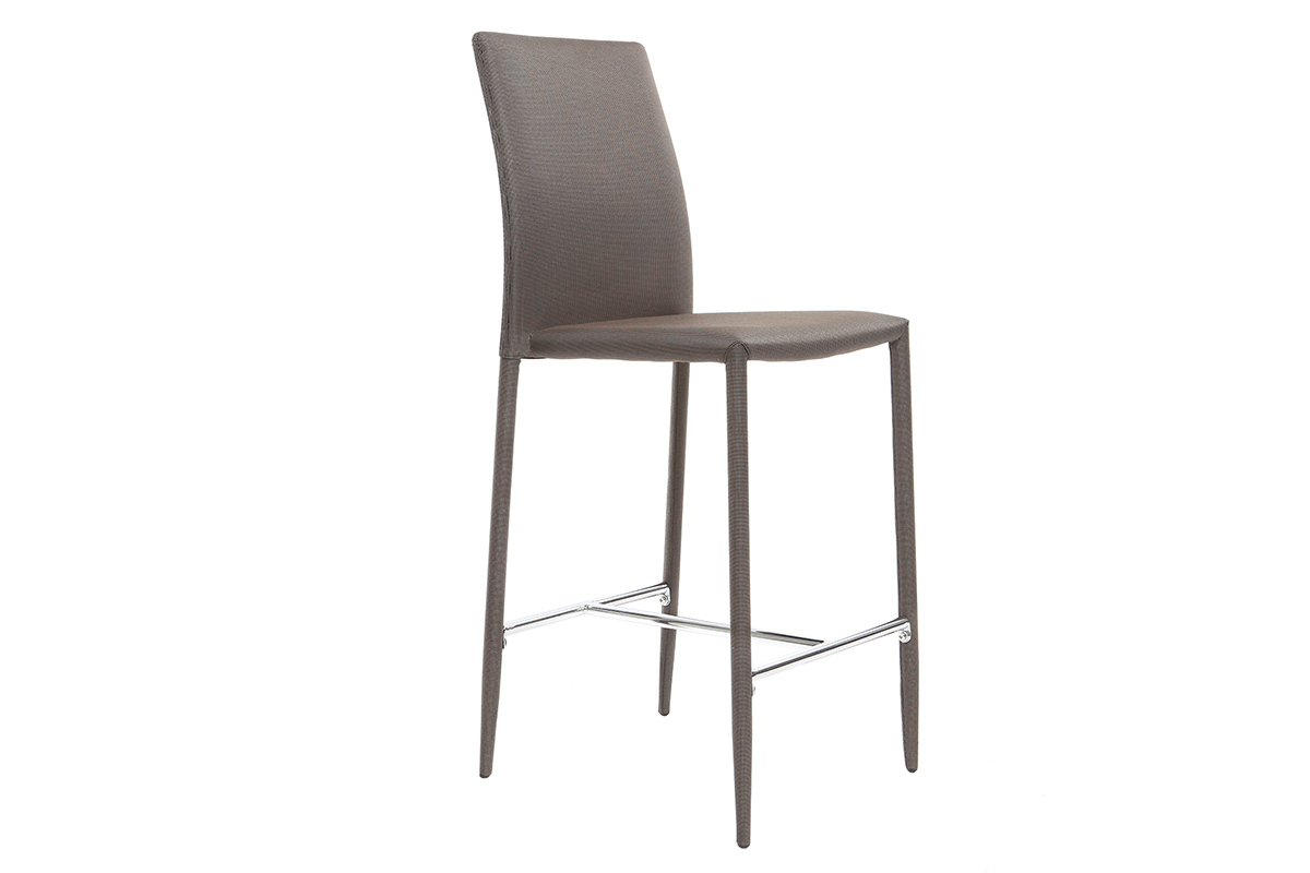 Lot de 2 tabourets / chaises de bar design taupe TALOS