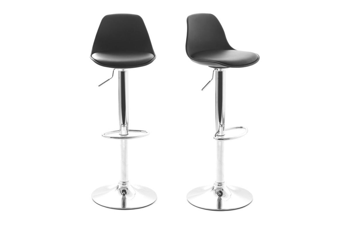 Lot de 2 tabourets de bar design noirs STEEVY