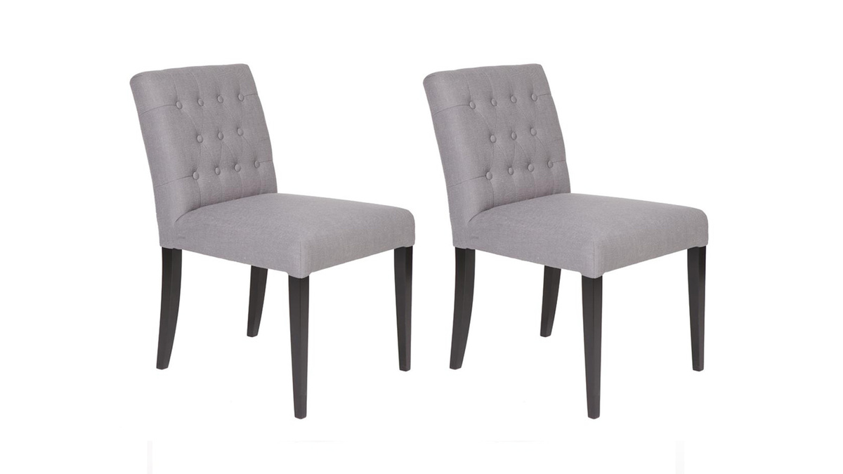 Lot de deux chaises en tissu gris et pieds fonc RITA