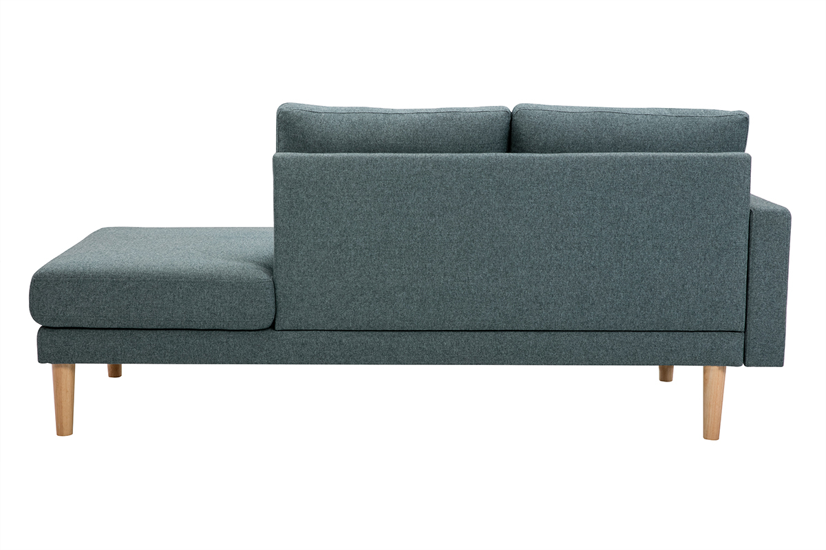 Mridienne scandinave en tissu vert de gris et bois clair massif L190 cm BERTILLE