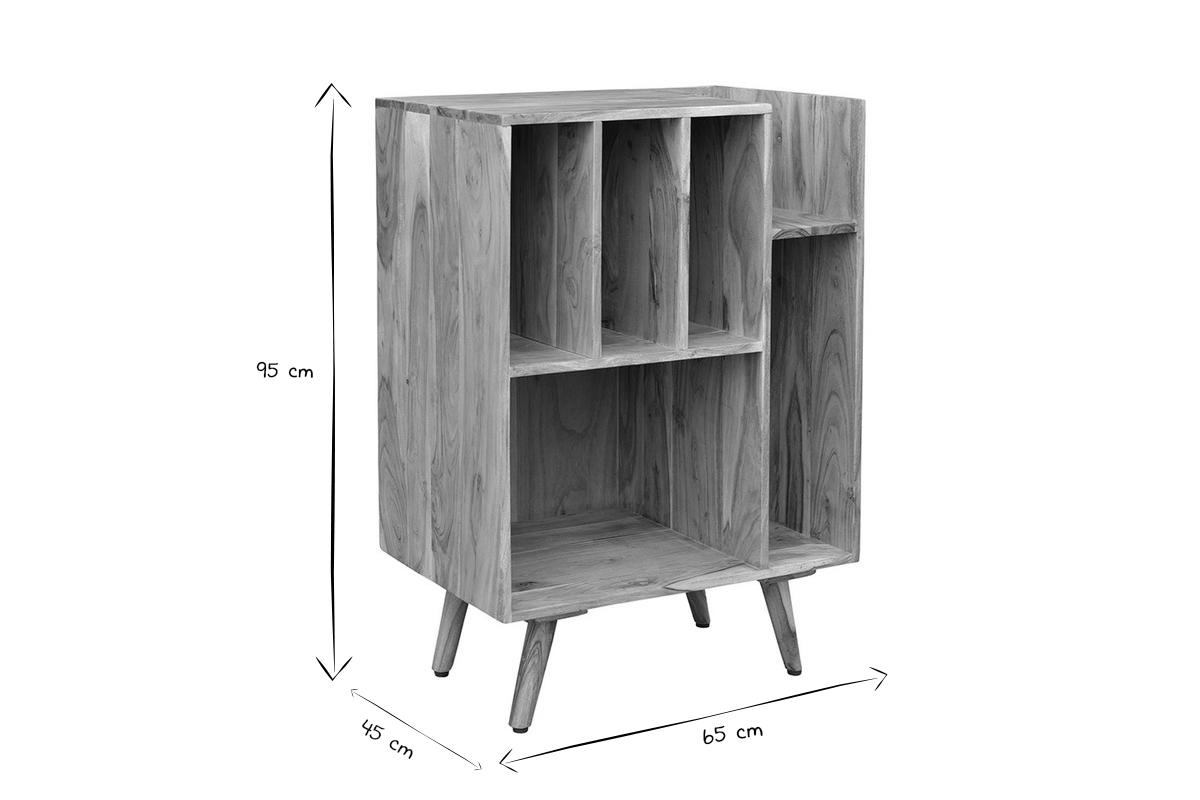 Meuble de rangement vinyles en bois massif L65 cm VIRGILE