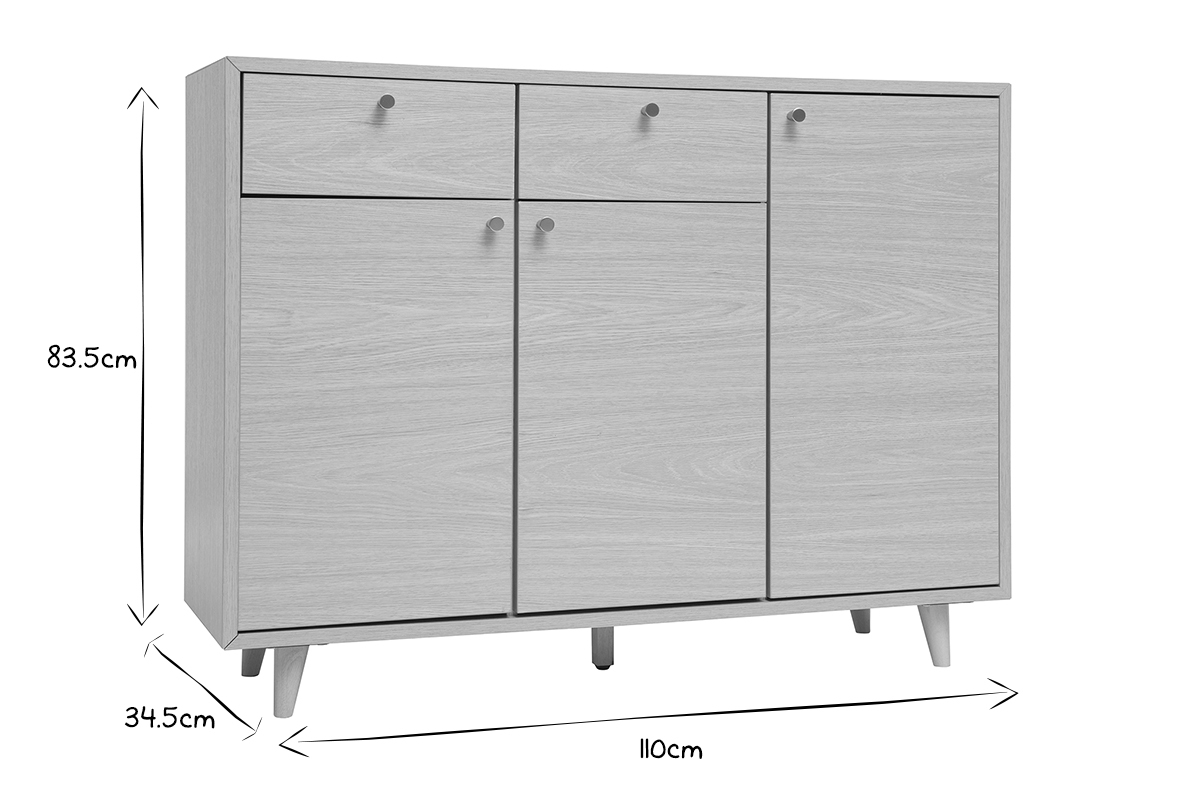 Meuble d'entre -  meuble de rangements  chaussures finition bois clair chne et mtal dor L110 cm SILVESTRE