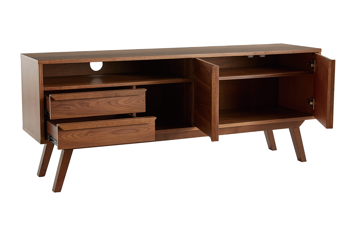 Meuble TV - Buffet vintage bois fonc noyer L160 cm VOLVER