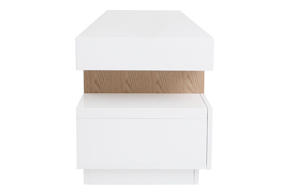 Meuble TV design blanc et bois L200 cm LIVO