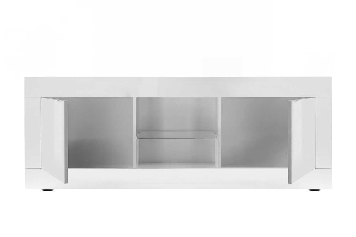 Meuble TV design blanc laqu L180 cm LATTE