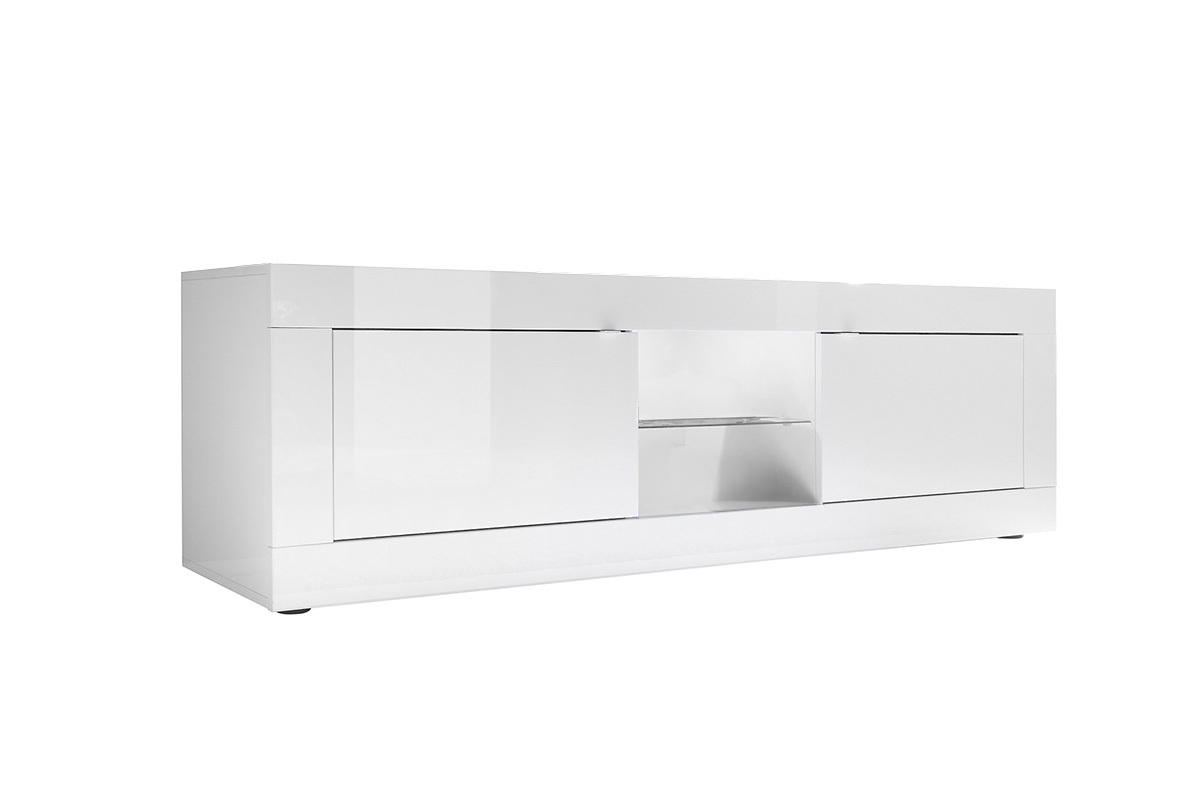 Meuble TV design blanc laqu L180 cm LATTE