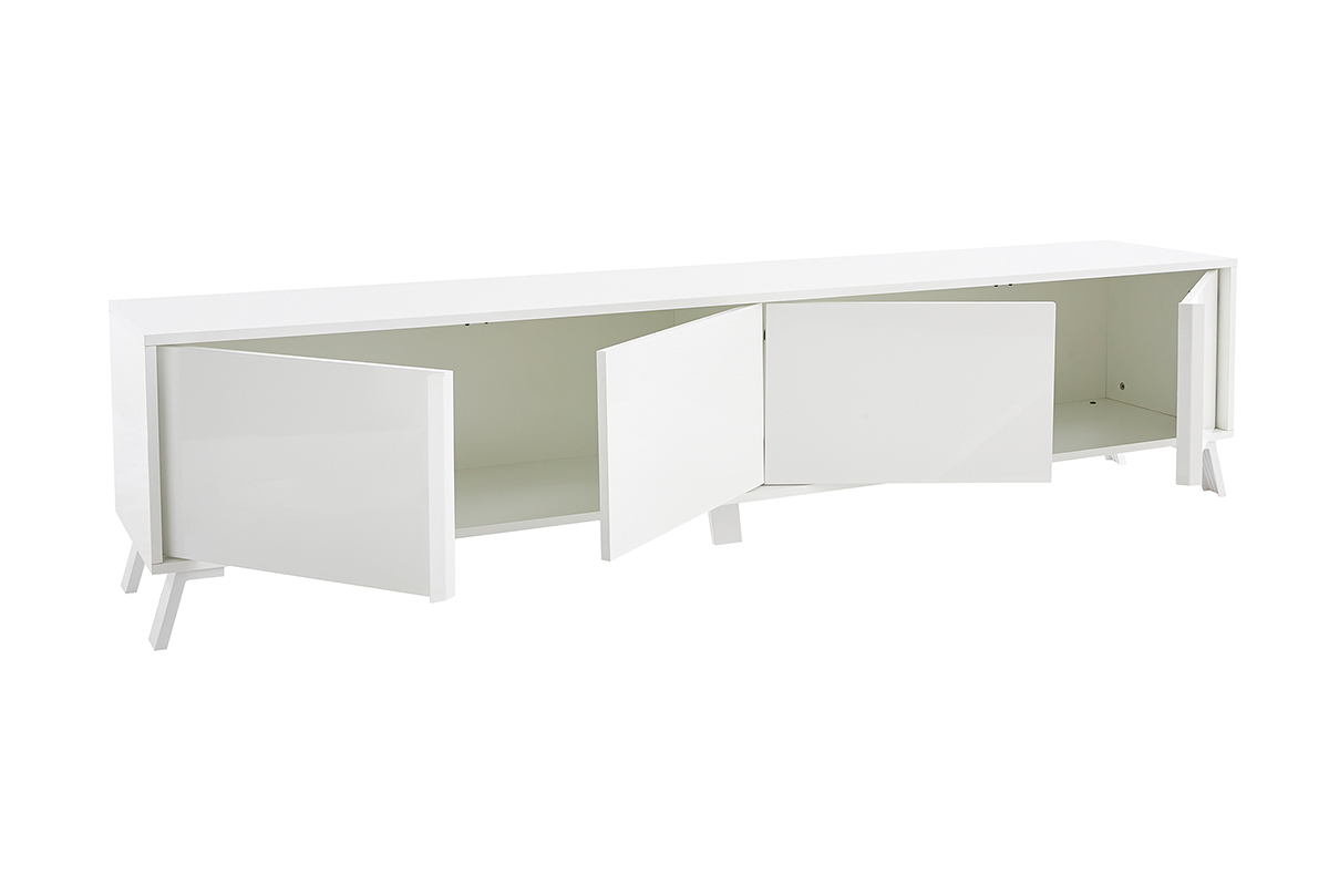 Meuble TV design finition blanc brillant L205 cm NEMA