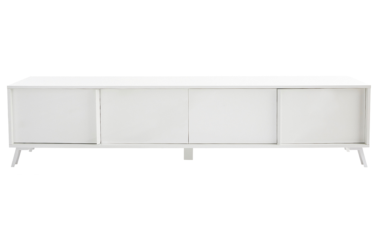 Meuble TV design finition blanc brillant L205 cm NEMA