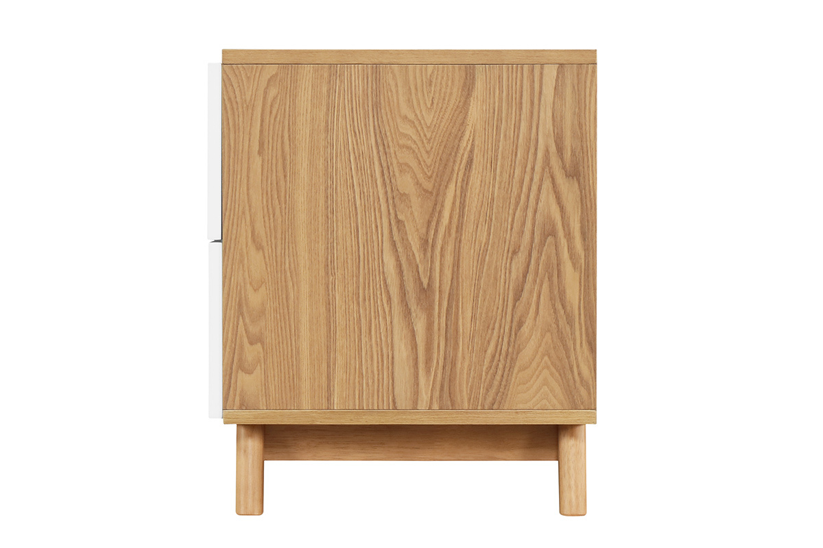 Meuble TV scandinave blanc et bois clair L150 cm NEELA