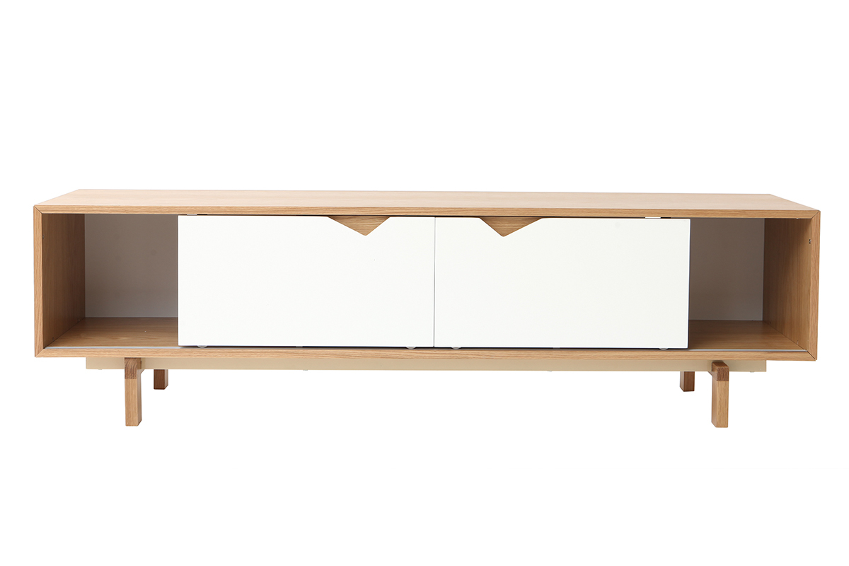 Meuble TV scandinave blanc et bois L180 cm ACOUSTIC