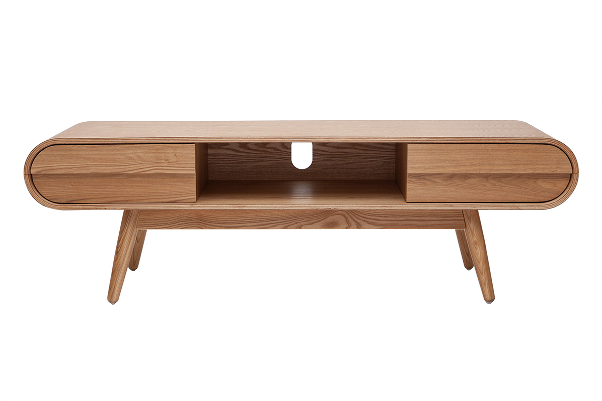 Meuble TV scandinave en bois clair 2 tiroirs L150 cm BALTIK