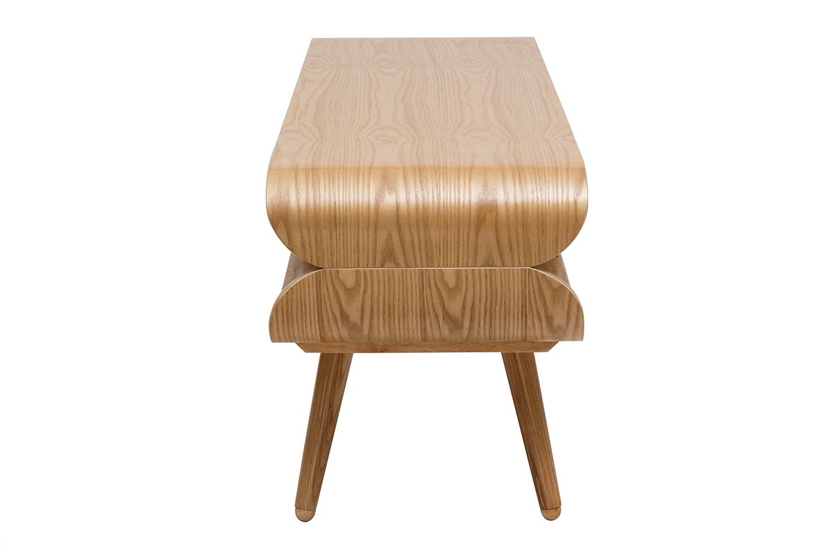 Meuble TV scandinave en bois clair avec rangements L132 cm TAKLA