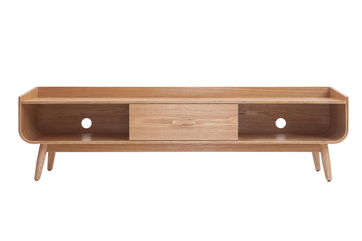 Meuble TV scandinave en bois clair L180 cm HALLEN