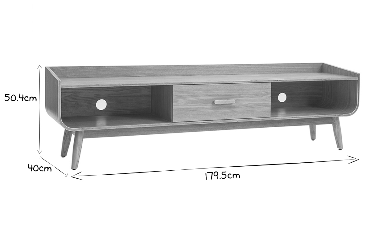 Meuble TV vintage bois noyer 180 cm HALLEN