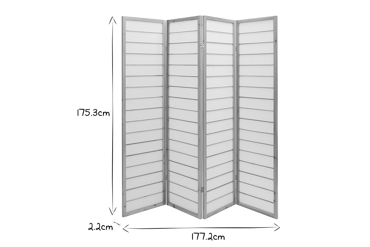 Paravent japonais en bois et papier de riz L177 cm GIBON