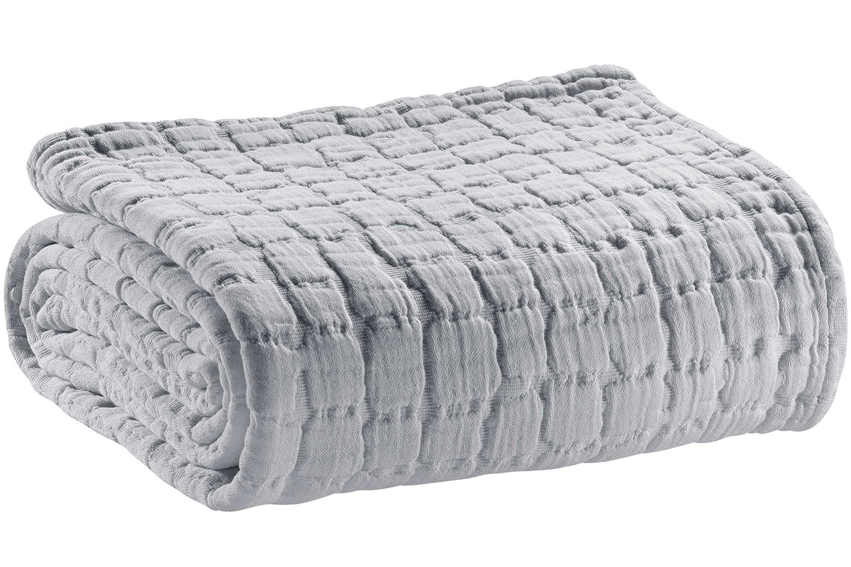 Plaid en coton effet gaufr gris perle 130 x 200 cm WAFLE