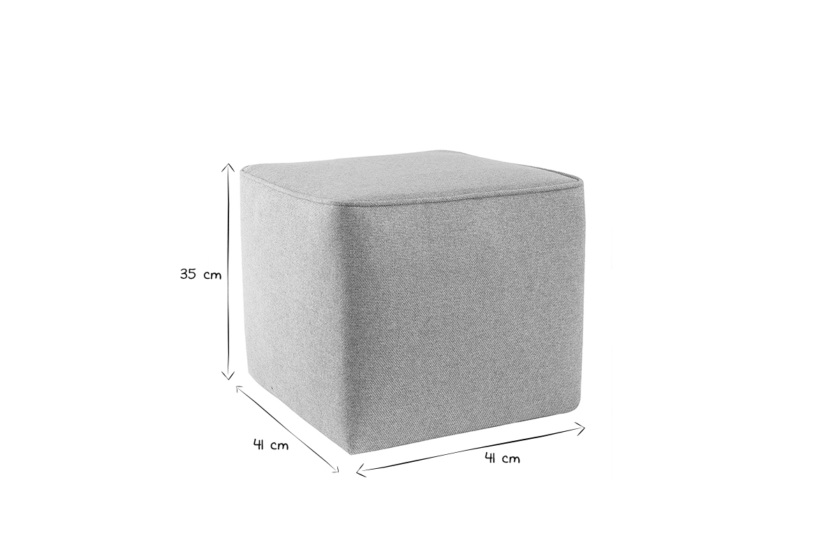 Pouf design carr en tissu beige PAVE