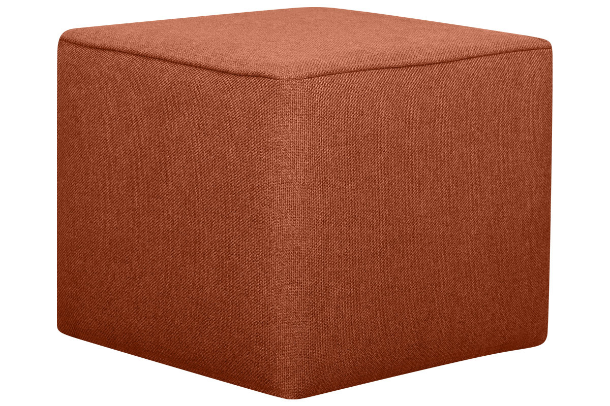 Pouf design carr en tissu brique PAVE