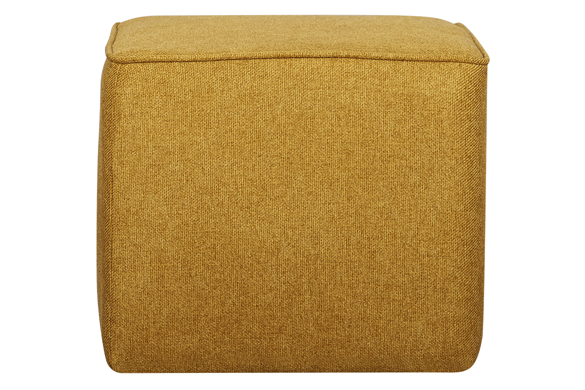 Pouf design carr en tissu jaune cumin PAVE