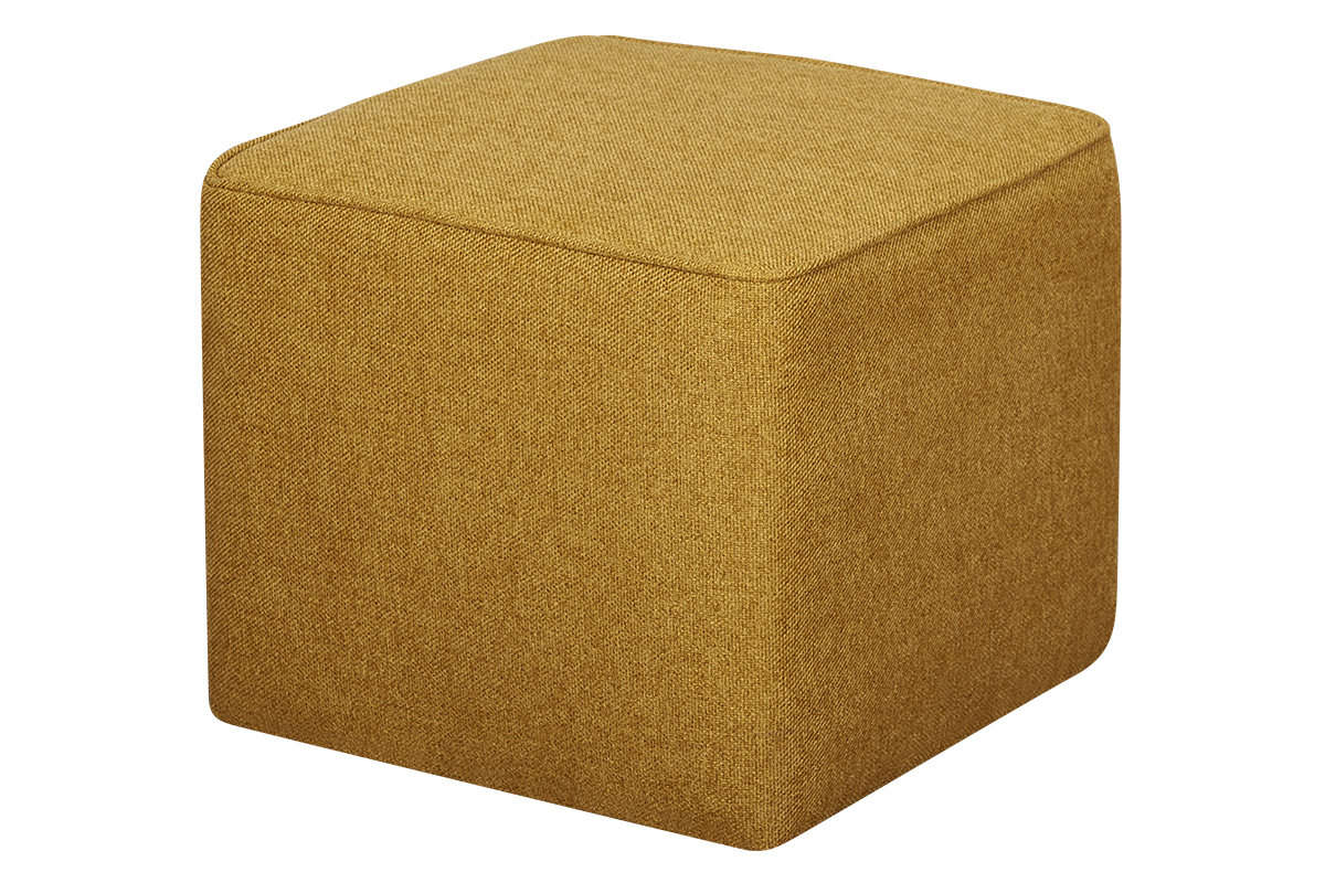 Pouf design carr en tissu jaune cumin PAVE