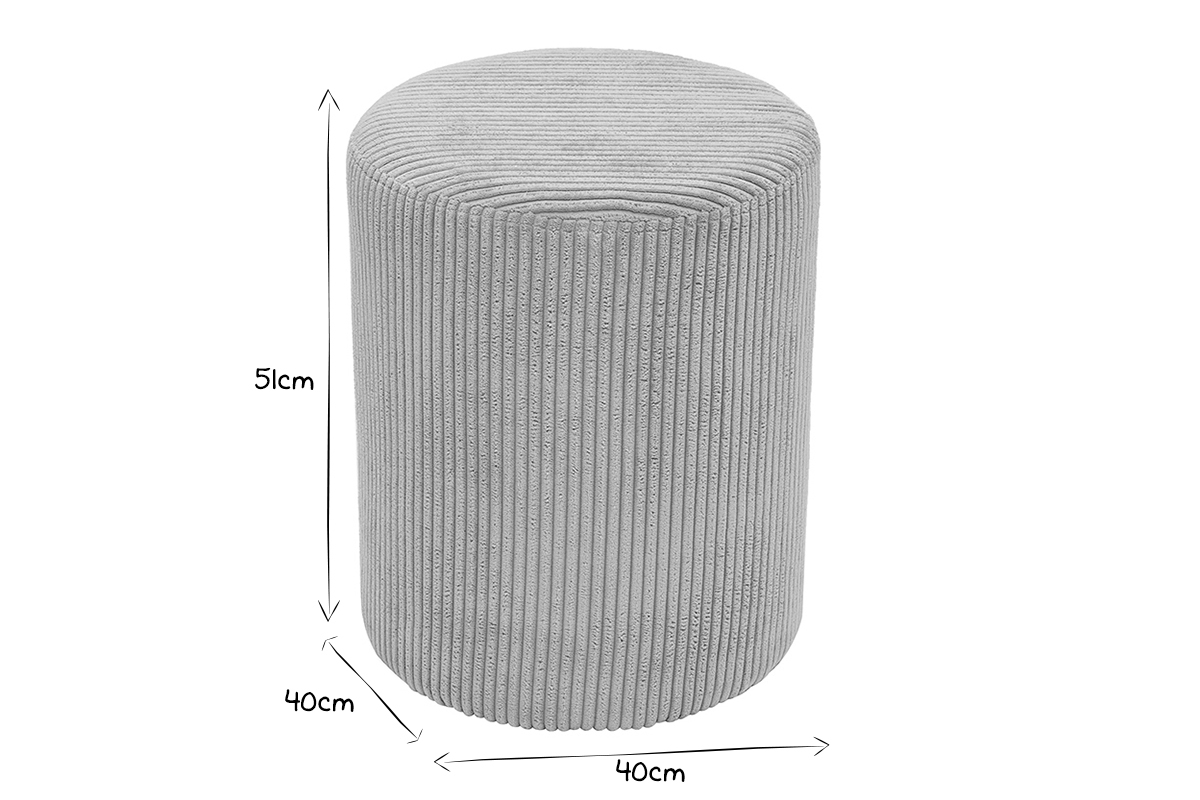 Pouf en velours ctel gris D40 cm DUROY