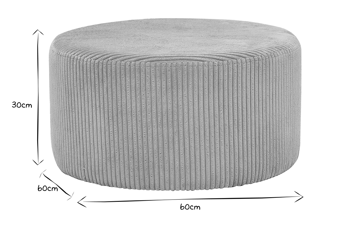 Pouf en velours ctel gris D60 cm DUROY