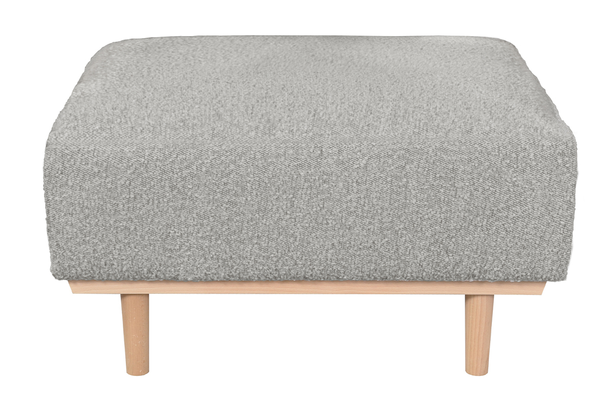 Pouf module de canap en tissu effet laine boucle taupe MORRIS