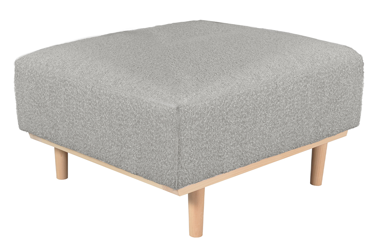 Pouf module de canap en tissu effet laine boucle taupe MORRIS