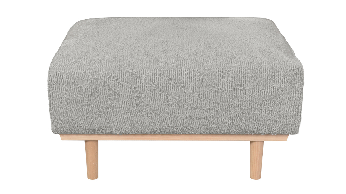 Pouf module de canap en tissu effet laine boucle taupe MORRIS