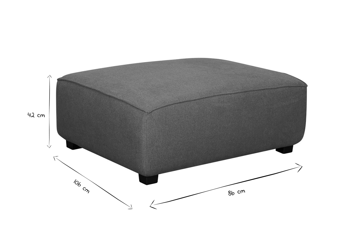 Pouf module de canap en tissu gris clair PLURIEL