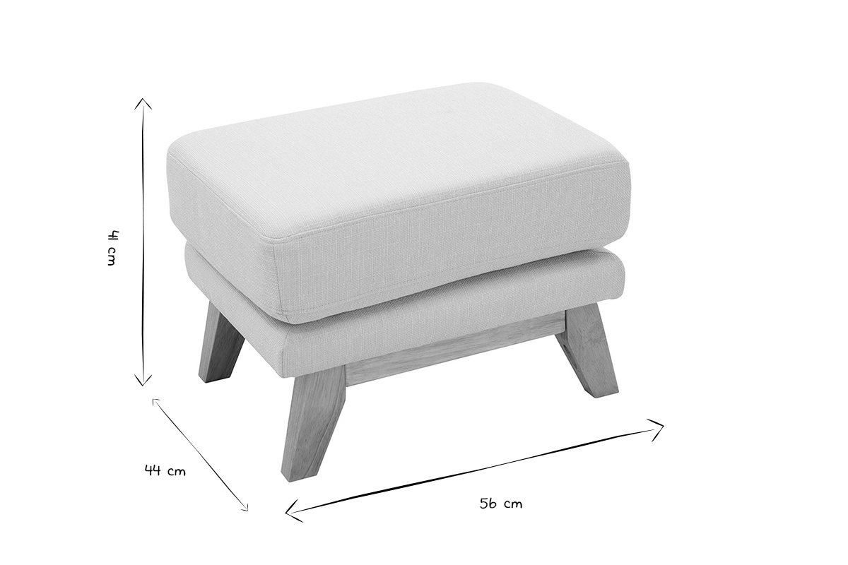 Pouf repose-pieds dhoussable scandinave en tissu beige et bois clair OSLO