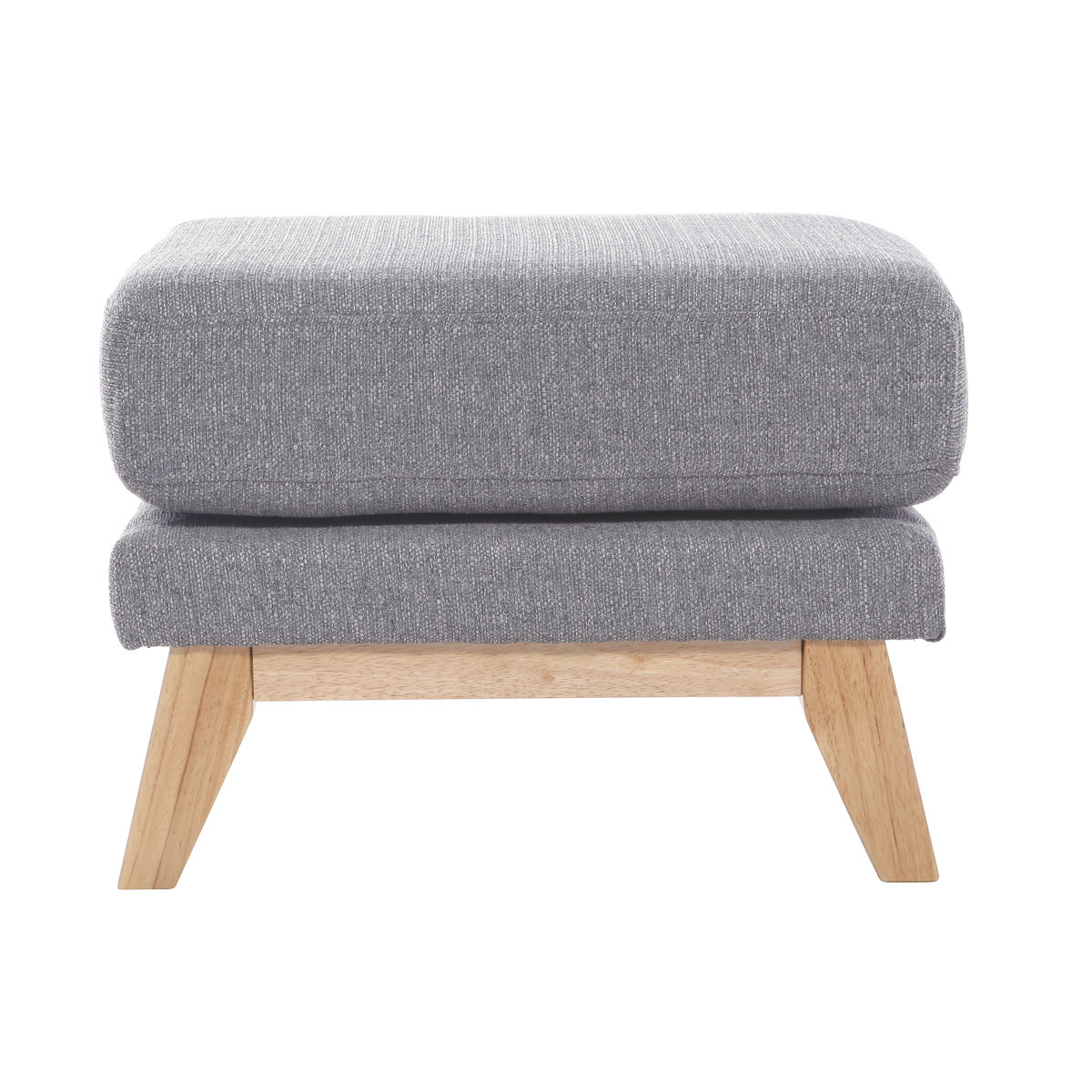 Pouf repose-pieds déhoussable scandinave en tissu gris clair et bois clair OSLO