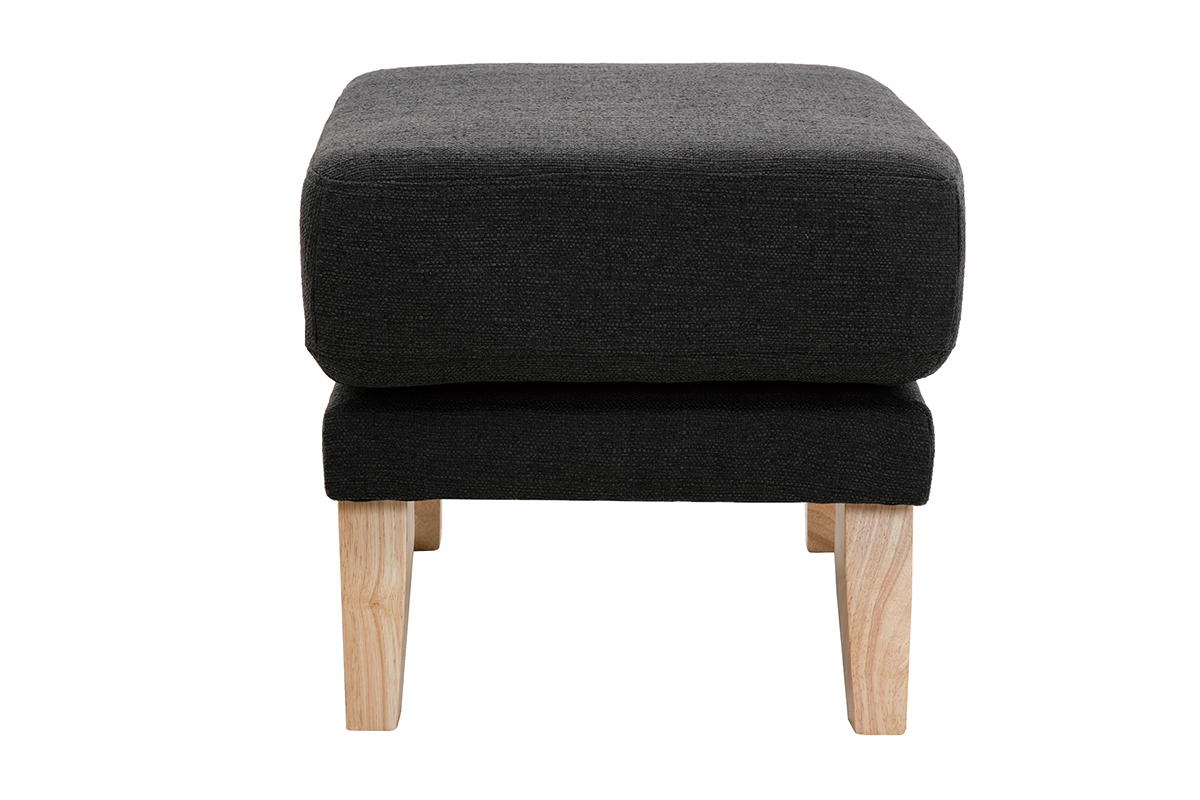 Pouf repose-pieds dhoussable scandinave en tissu gris fonc et bois clair OSLO