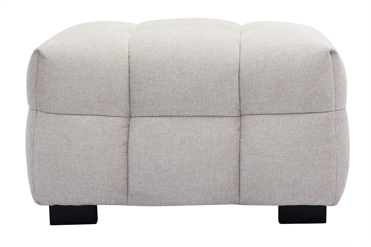 Pouf repose-pieds design en tissu effet velours textur beige CORTO