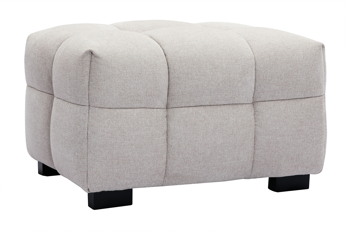 Pouf repose-pieds design en tissu effet velours textur beige CORTO