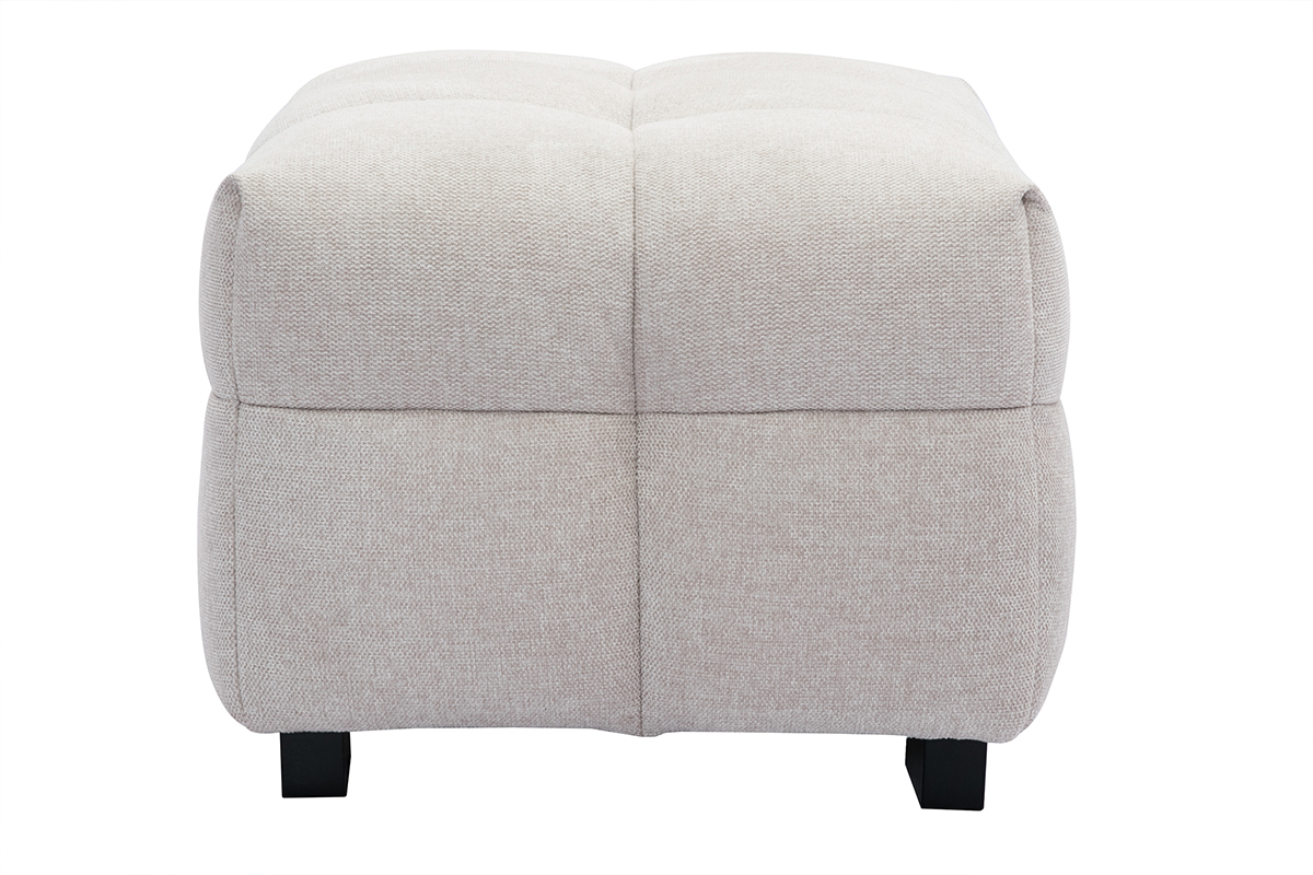 Pouf repose-pieds design en tissu effet velours textur beige CORTO