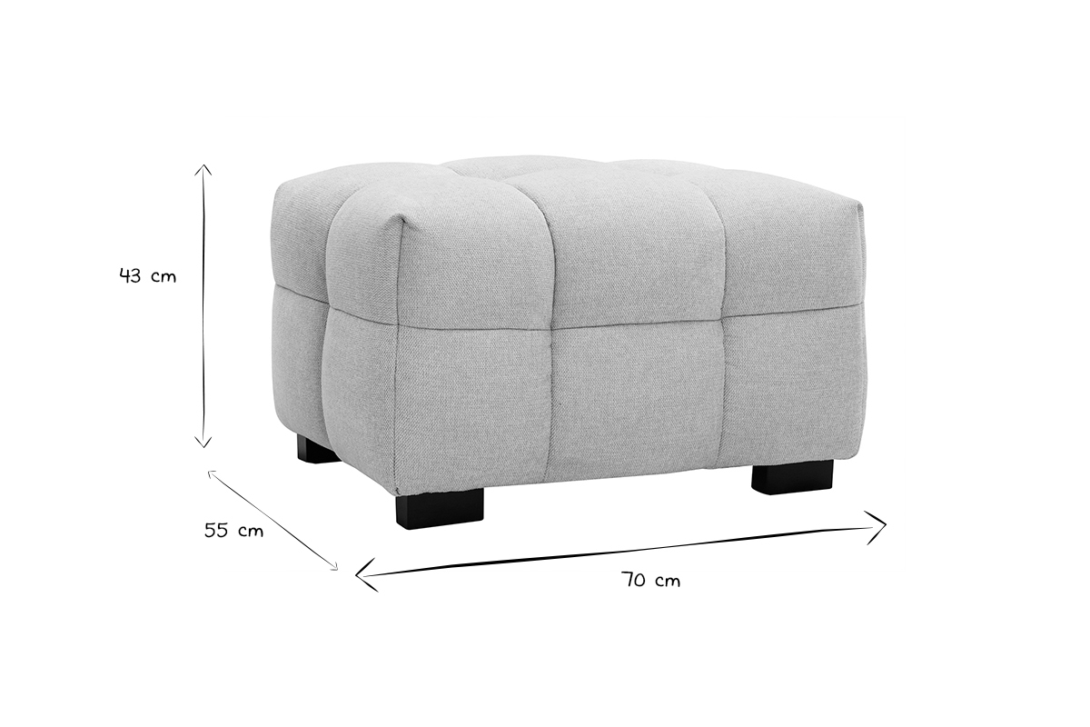 Pouf repose-pieds design en tissu effet velours textur beige CORTO