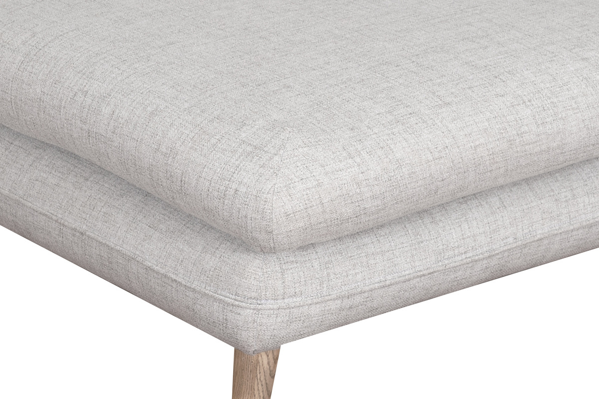 Pouf repose-pieds scandinave en tissu gris clair et bois clair CREEP