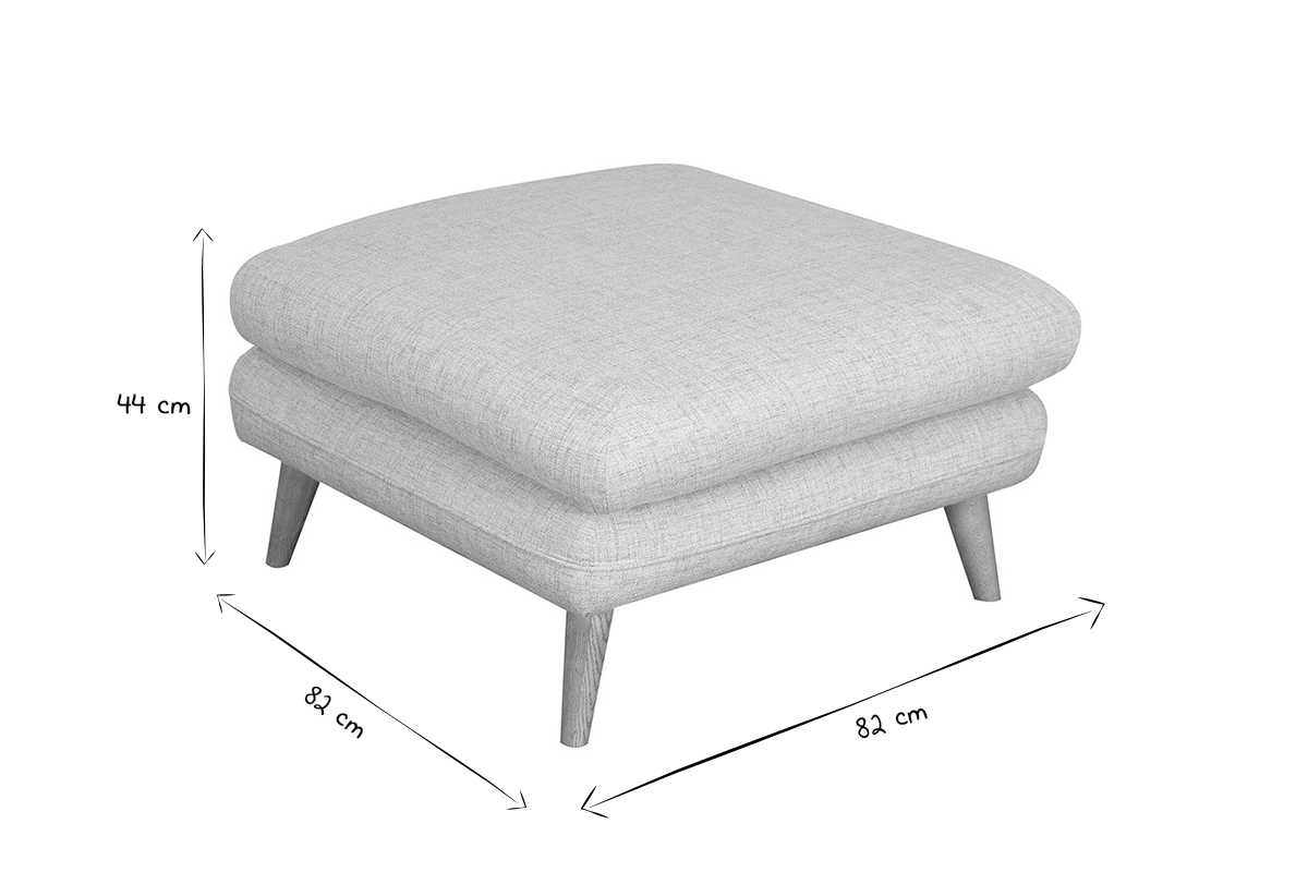 Pouf repose-pieds scandinave en tissu gris clair et bois clair CREEP