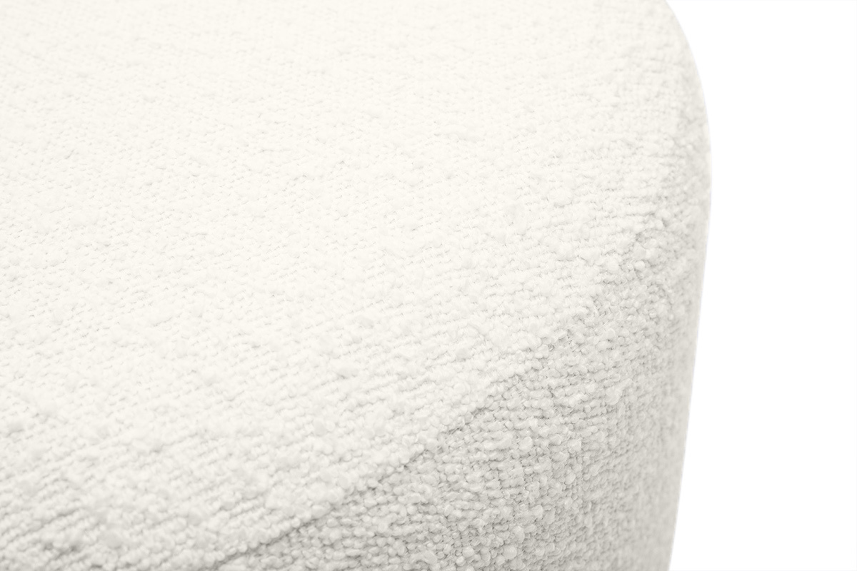 Pouf rond en tissu effet laine boucle blanc cass et mtal dor D54 cm AMAYA