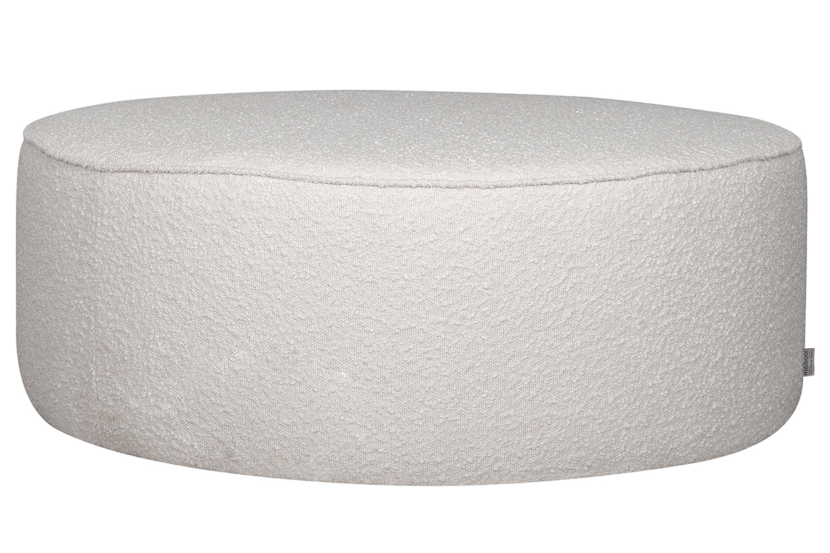 Pouf rond en tissu effet laine boucle blanc D100 cm SIMON