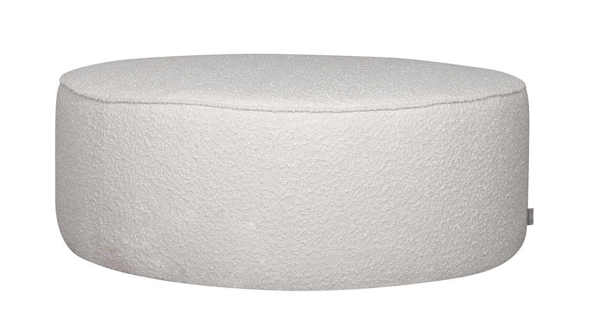 Pouf rond en tissu effet laine boucle blanc D100 cm SIMON