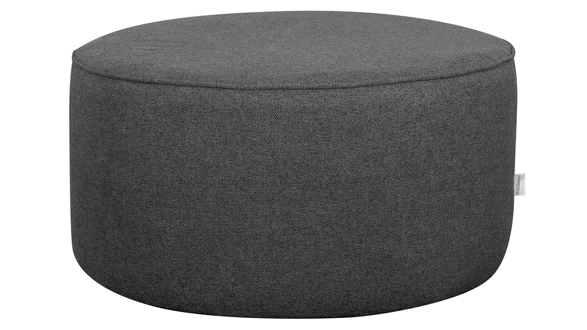 Pouf rond en tissu gris anthracite D70 cm COQ