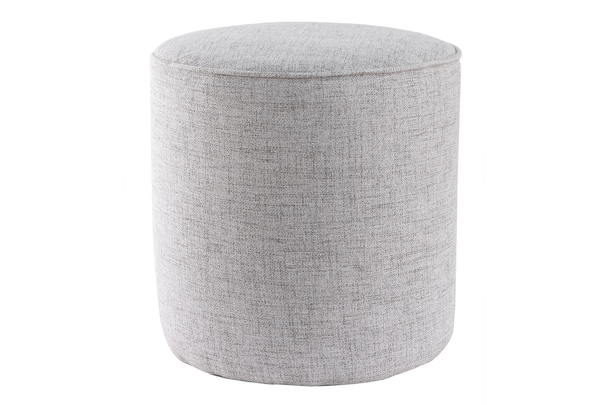 Pouf rond en tissu gris clair D40 cm COQ