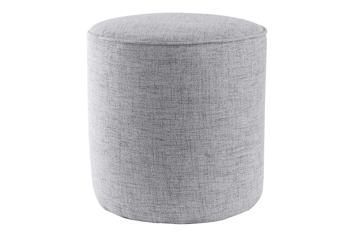 Pouf rond en tissu gris clair D40 cm COQ