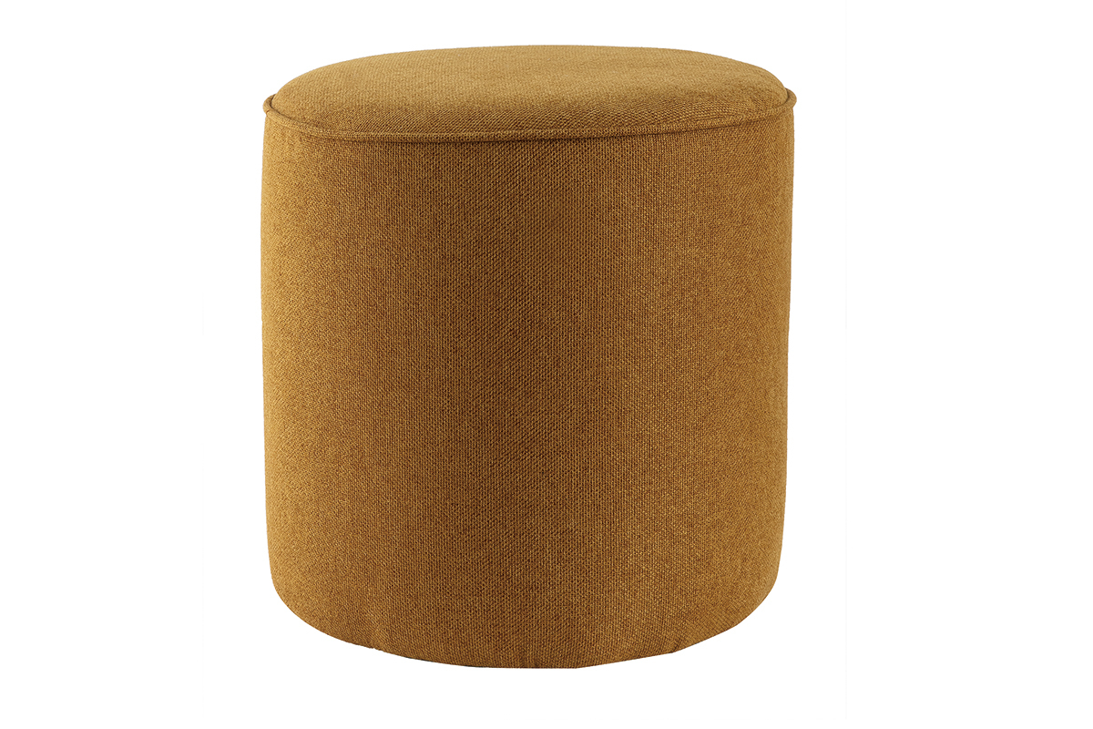 Pouf rond en tissu jaune cumin D40 cm COQ